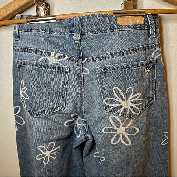 Justice Bleached Daisy Wide Leg Open Flare Denim - Picture 7 of 11